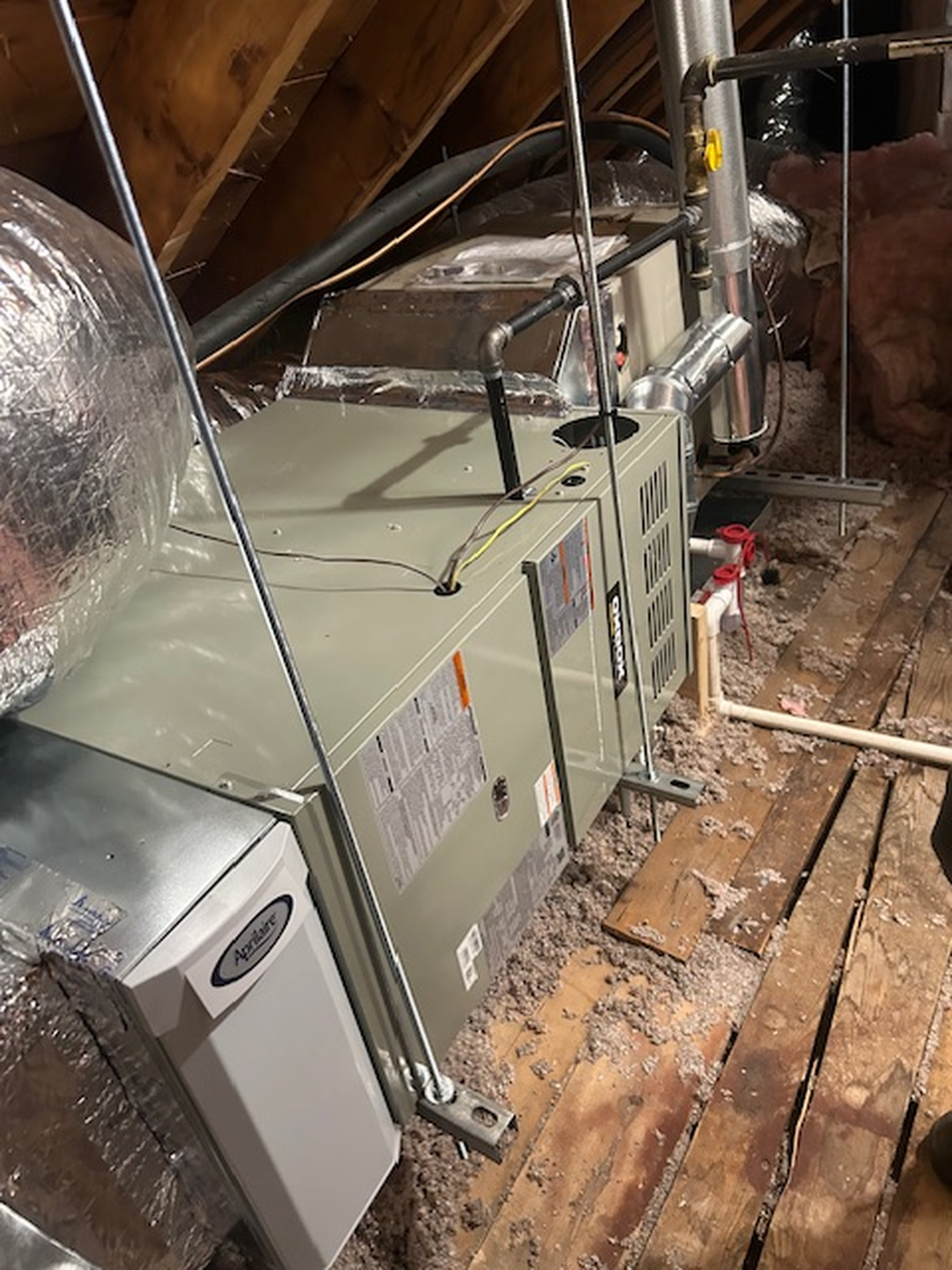 Attic HVAC installation with Aprilaire air quality system