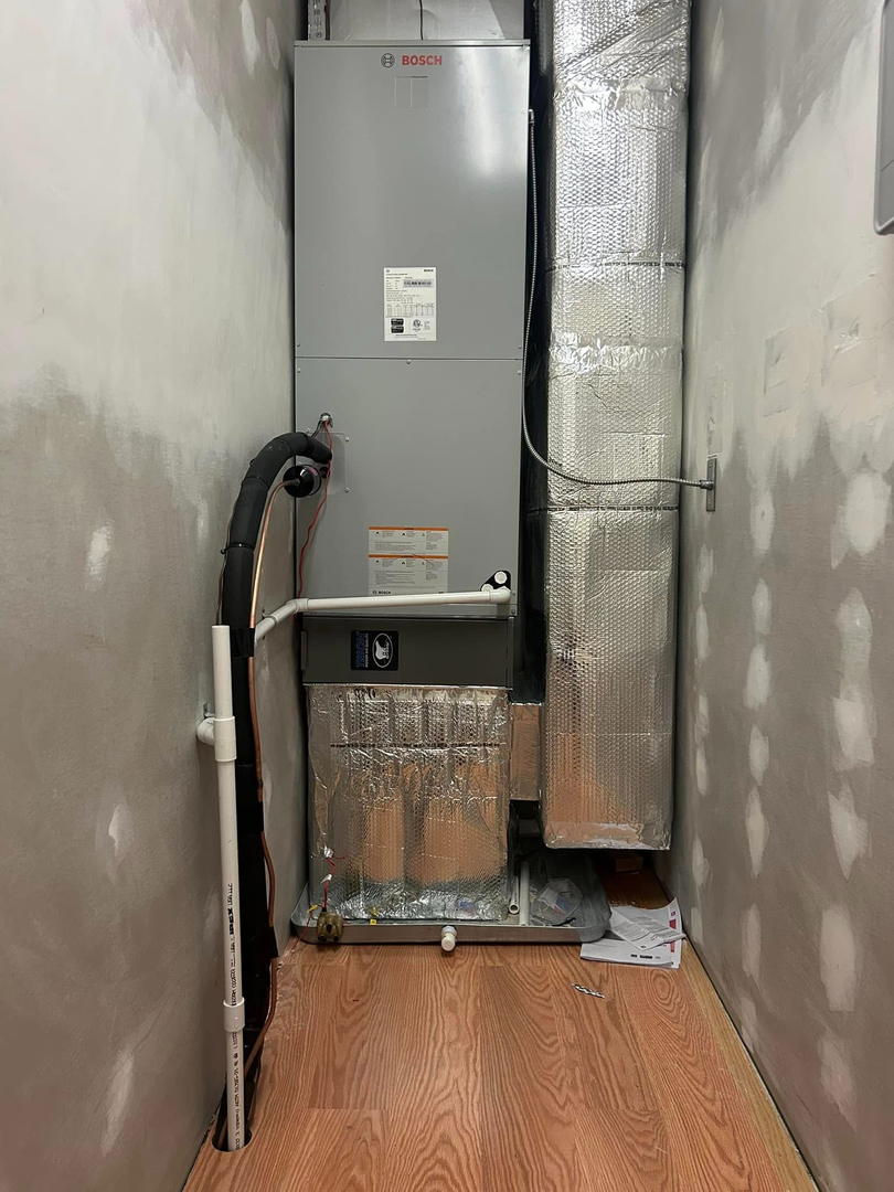 Bosch heat pump air handler installation by Fong & Sullivan